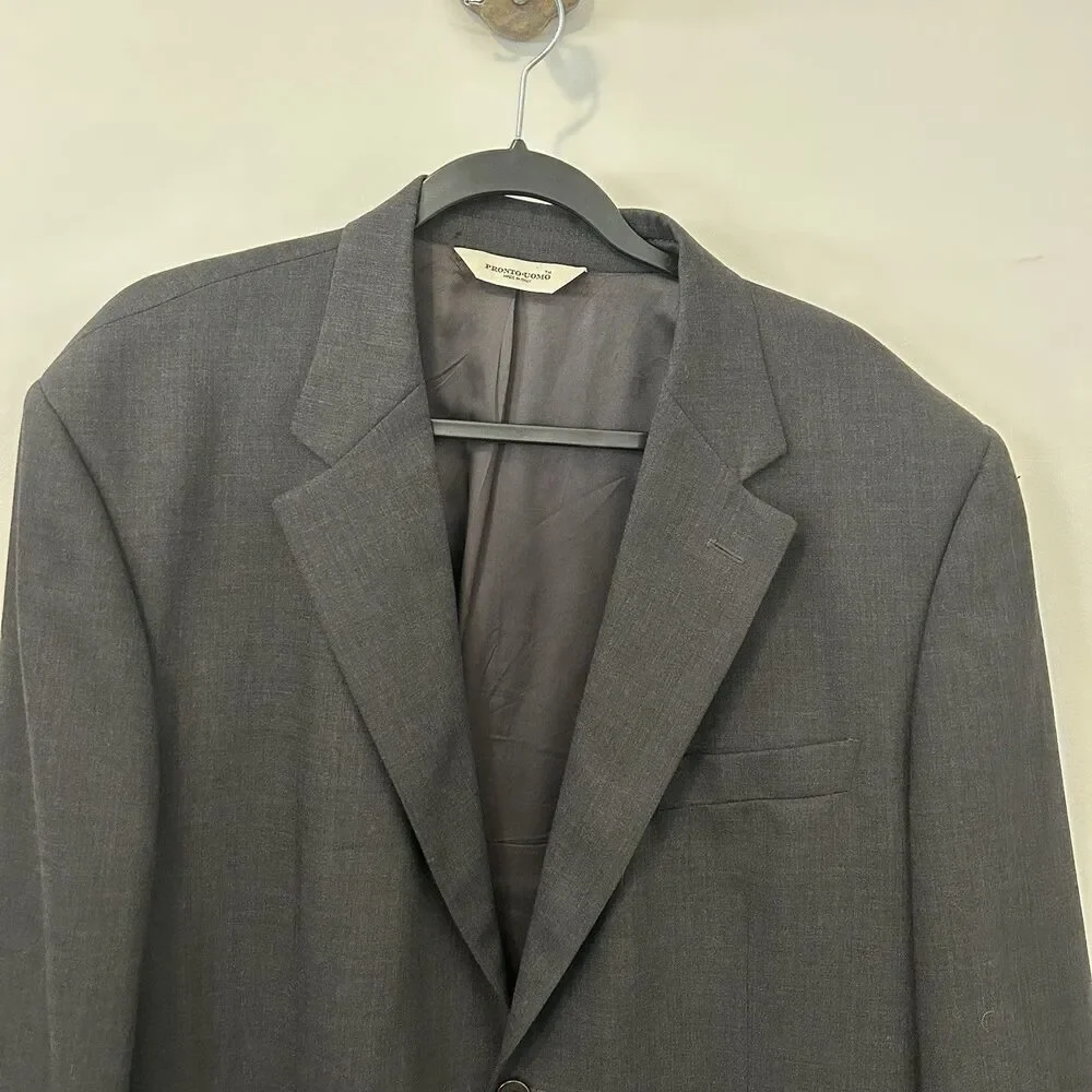 Pronto Uomo 46R Gray 100% Wool Mens Blazer Suit Jacket Sport Coat Italy Classic